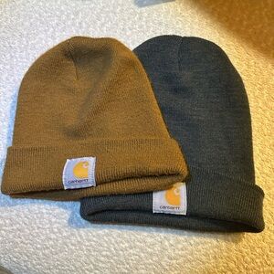 Carhartt Knit Beanie Hat Lot Of Two, Classic Brown And Gray, One Size